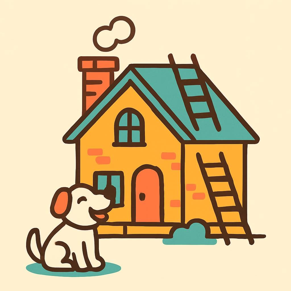 Drawing of a house with a chimney